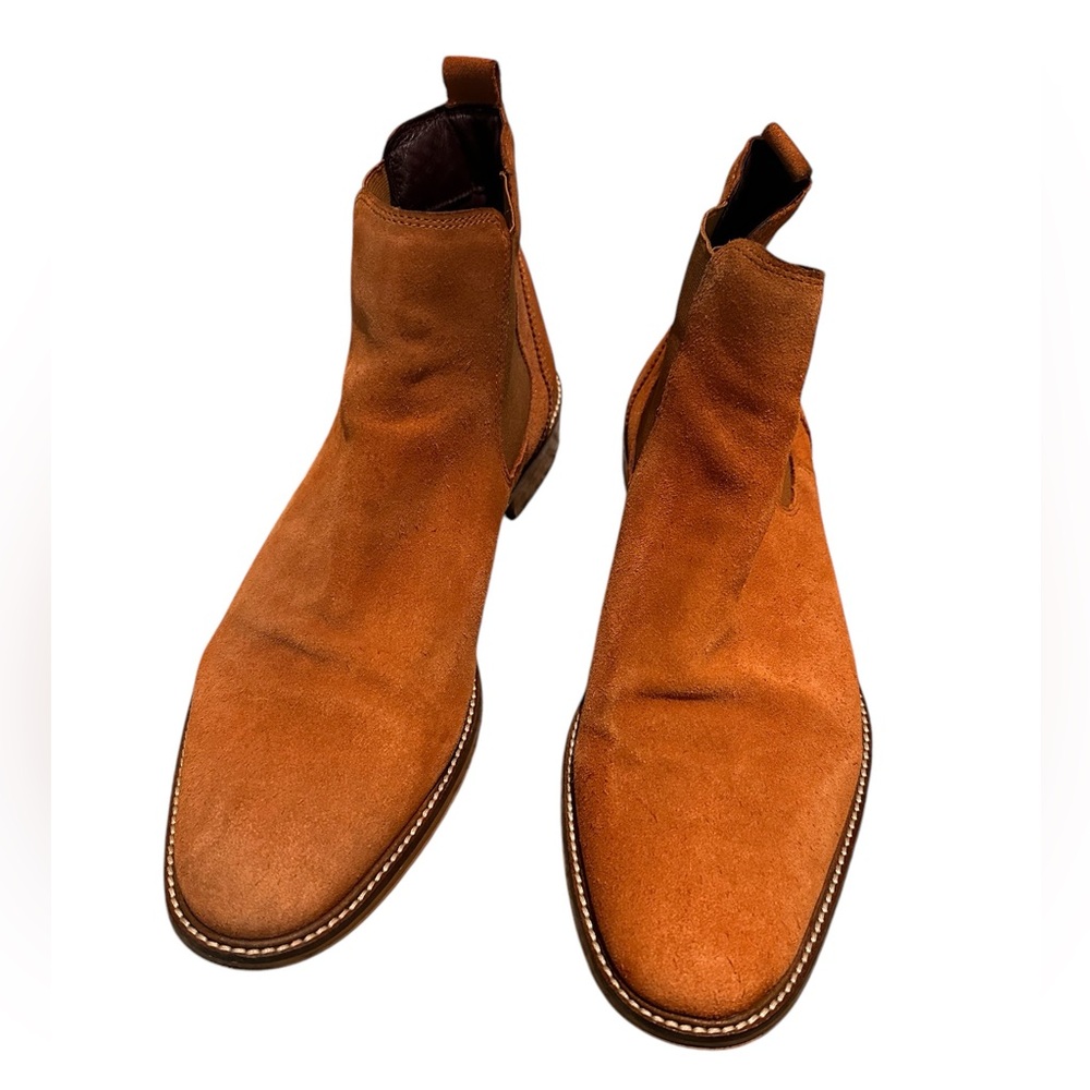 Men's Suede Chelsea Boots in Cognac Brown